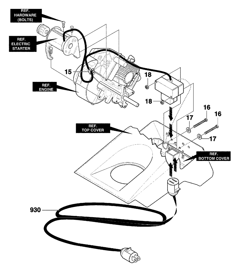 Electric Starter Diagram and Parts List for 621450X4E 2001 Briggs and Stratton Snow Blower